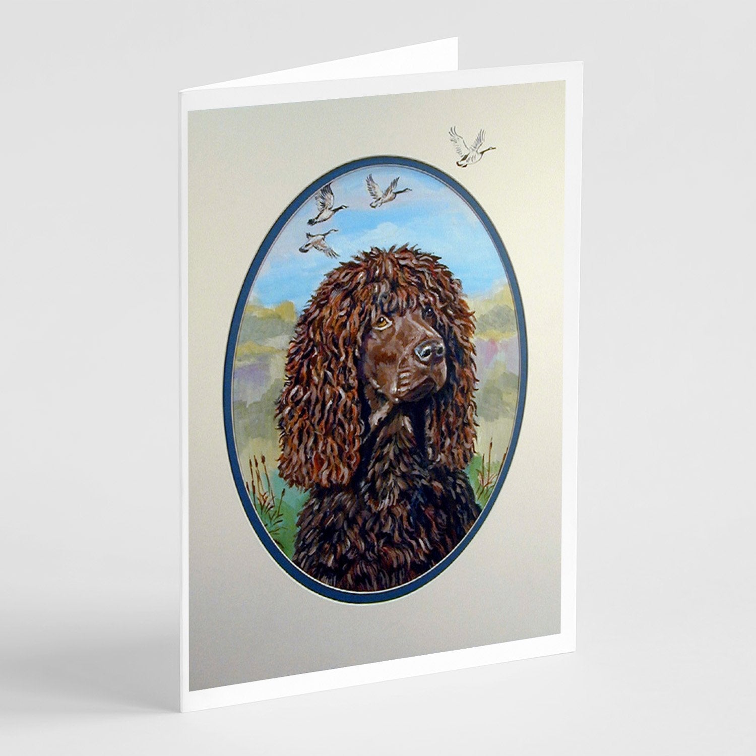 Irish Water Spaniel Greeting Cards Pack of 8 Blank Cards with Envelopes Whimsical A7 Size 5x7