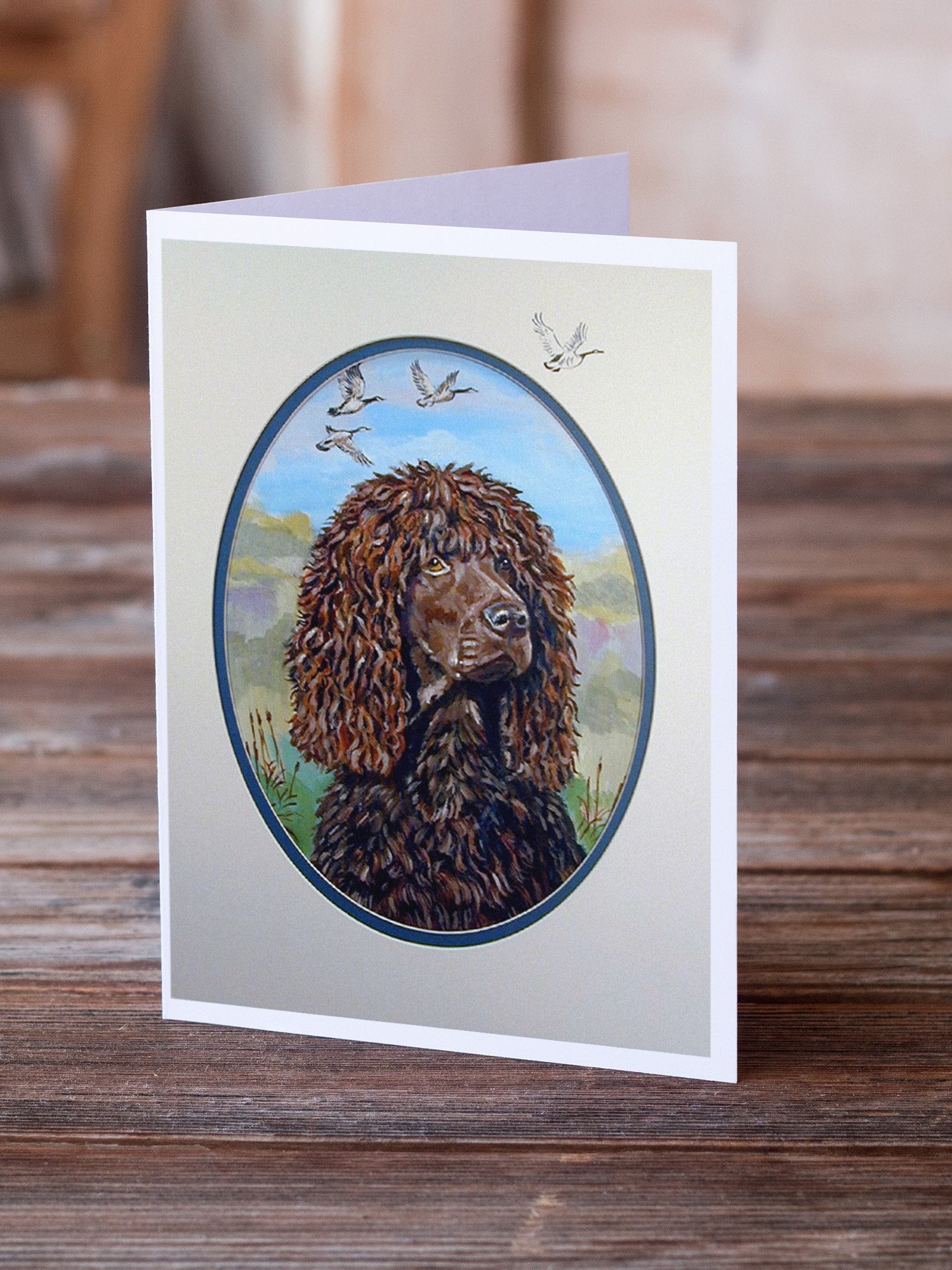 Irish Water Spaniel Greeting Cards Pack of 8 Blank Cards with Envelopes Whimsical A7 Size 5x7
