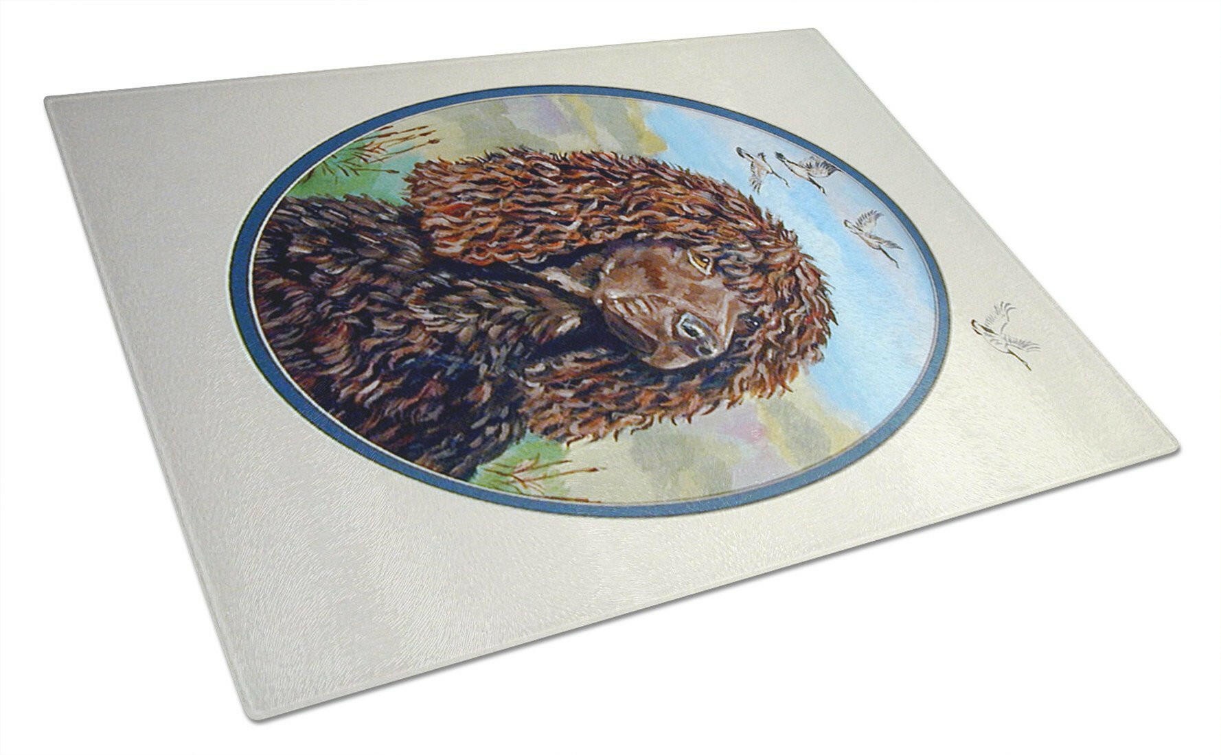 Irish Water Spaniel Cutting Board Tempered Glass Kitchen Cutting Surface, Heat Resistant Chopping, Non-Slip Feet, Food Prep & Serving
