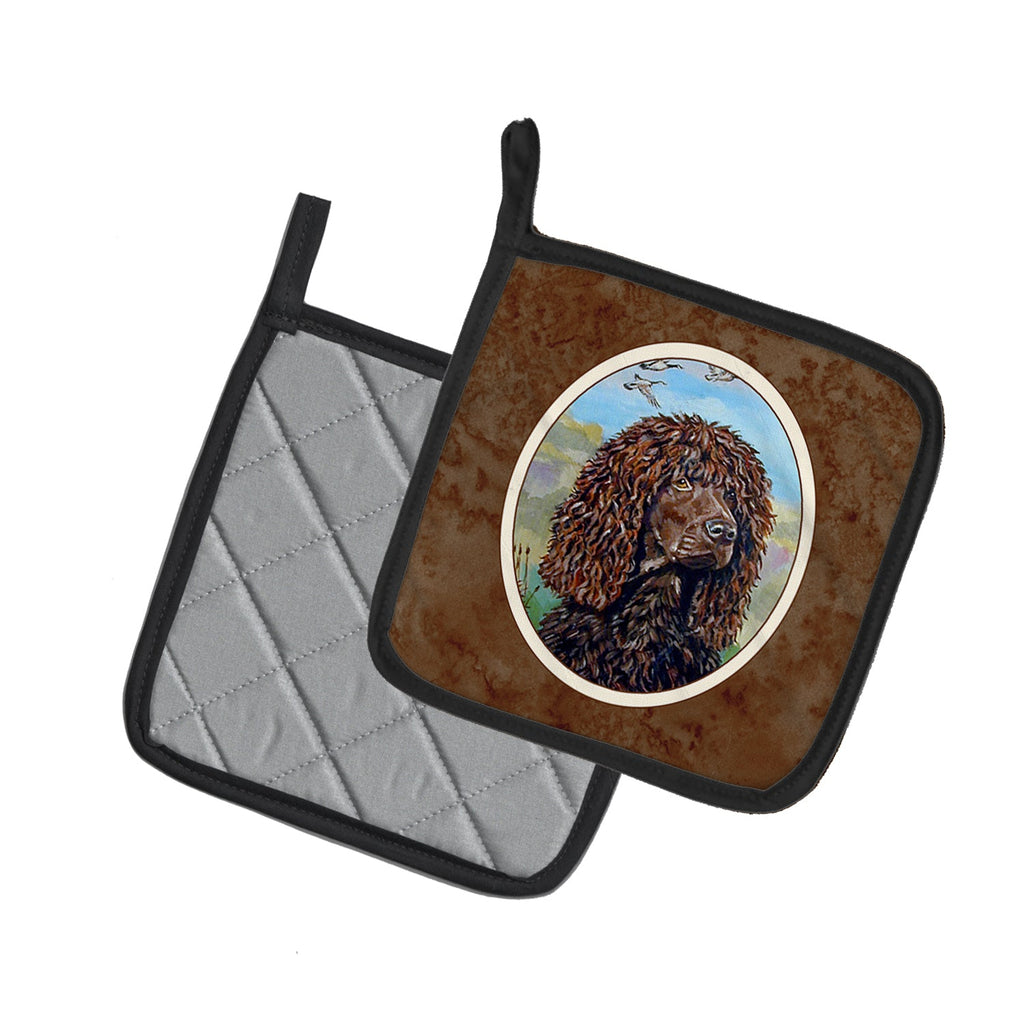 Irish Water Spaniel Pot Holder Set of 2 Heat Resistant Quilted Hot Pads 7.5 x 7.5 Inch, Insulated Kitchen Trivets for Cooking & Baking