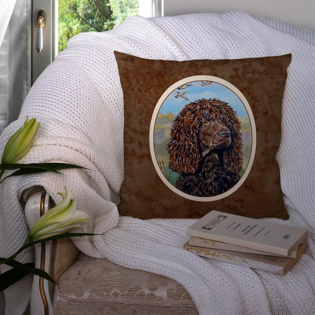 Irish Water Spaniel Decorative Throw Pillow 14x14 Indoor Outdoor Accent Cushion, Fabric Cover with Insert for Sofa, Bed, Porch & Living Room