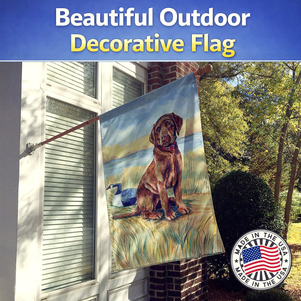 Chocolate Labrador Puppy  House Flag 28x40 Porch Sleeve Pole Decorative Outside Yard Banner Artwork Wall Hanging, Polyester