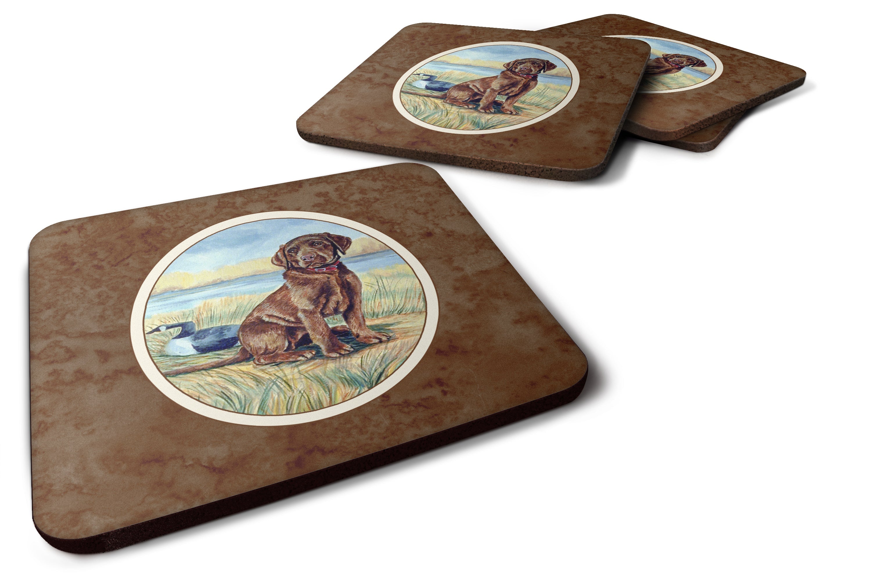 Chocolate Labrador Puppy  Foam Coasters Set of 4 Cup Coasters for Indoor Outdoor, Tabletop Protection, Anti Slip, Mouse pad Material