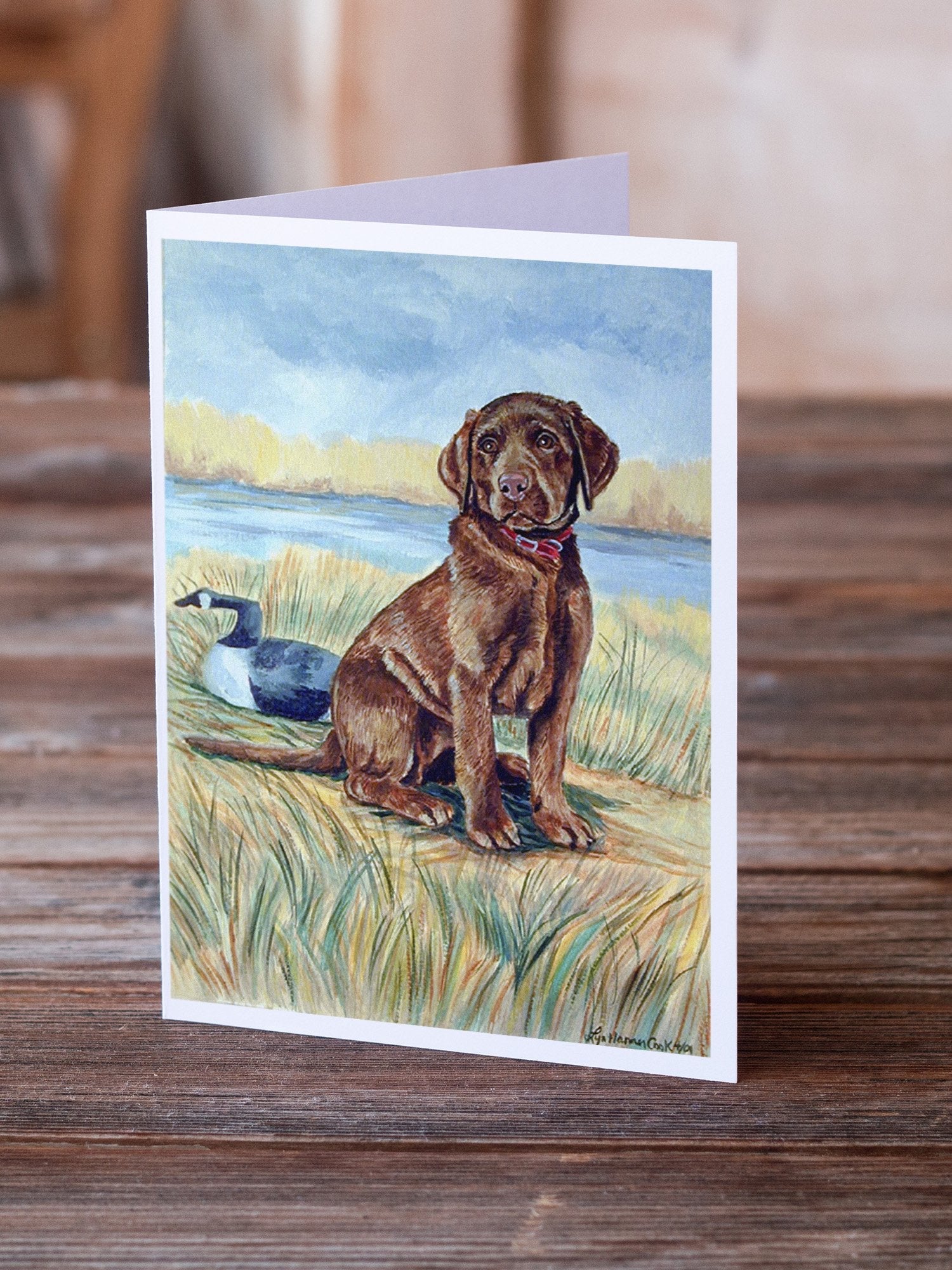 Chocolate Labrador Puppy  Greeting Cards Pack of 8 Blank Cards with Envelopes Whimsical A7 Size 5x7