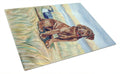 Chocolate Labrador Puppy  Cutting Board Tempered Glass Kitchen Cutting Surface, Heat Resistant Chopping, Non-Slip Feet, Food Prep & Serving