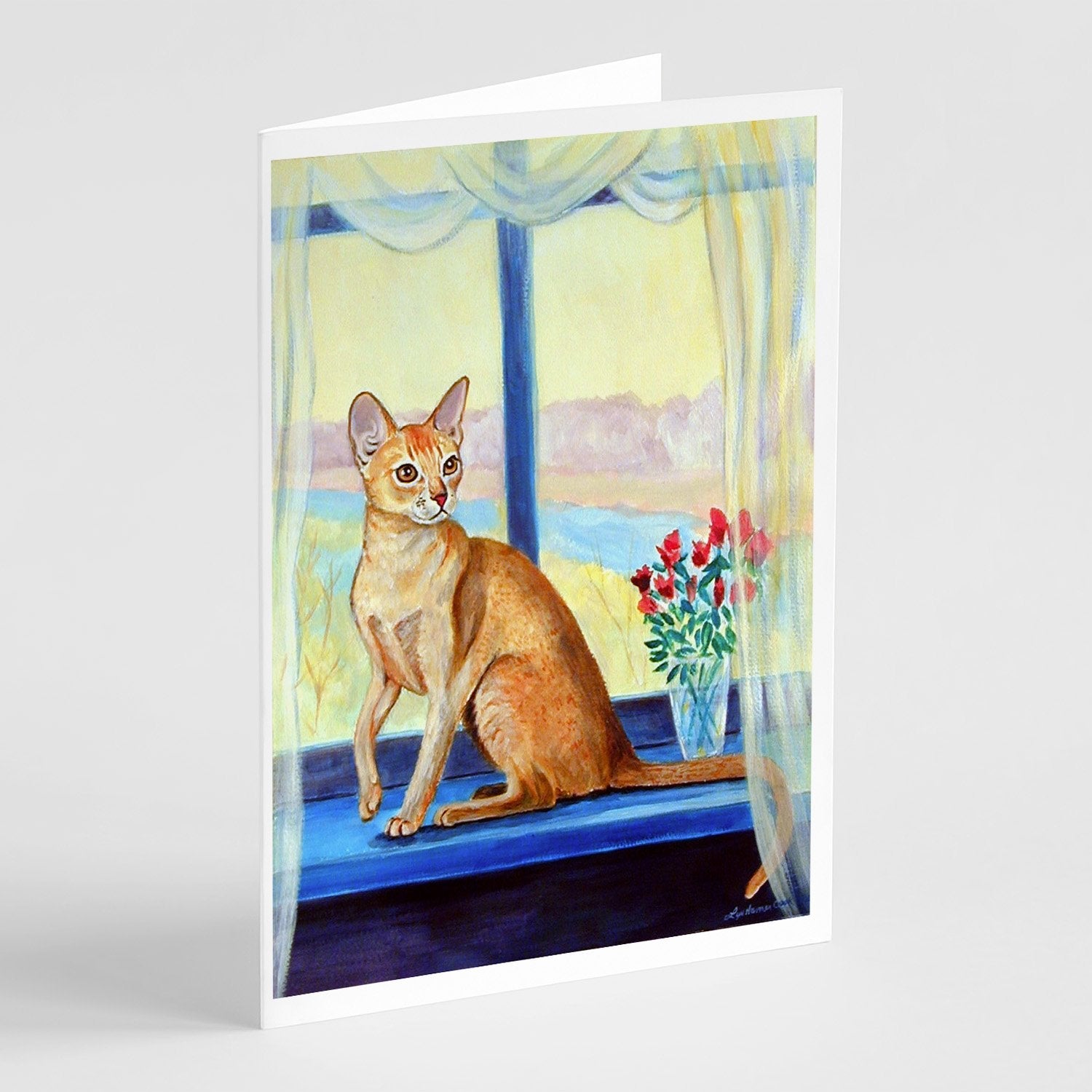 Cat Greeting Cards Pack of 8 Blank Cards with Envelopes Whimsical A7 Size 5x7