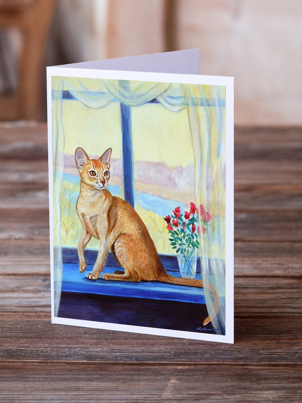 Cat Greeting Cards Pack of 8 Blank Cards with Envelopes Whimsical A7 Size 5x7
