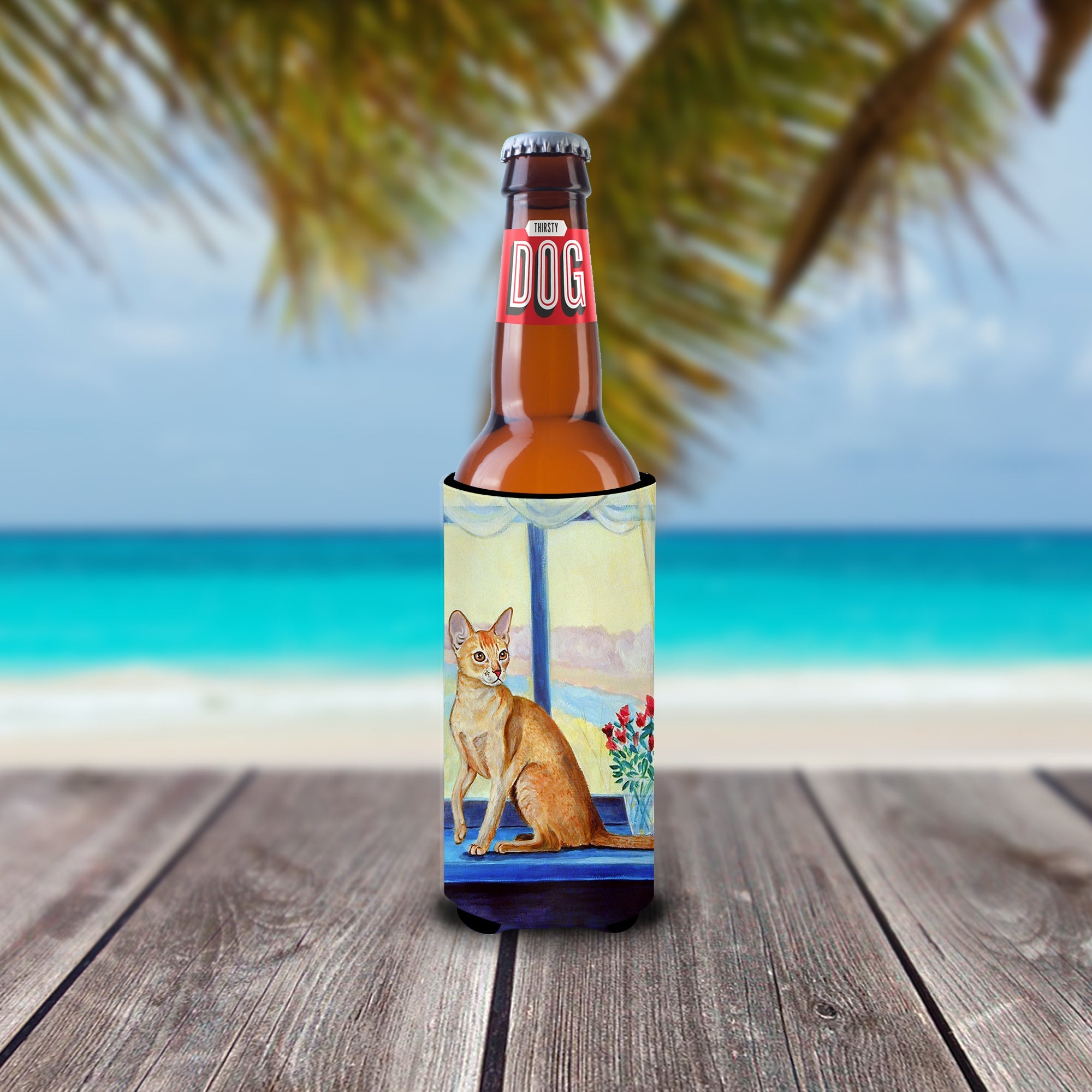 Cat Slim Can Hugger , Insulated Foam Hugger for 12 oz Slim Cans, Beer Bottles & Water Bottles, Printed in USA