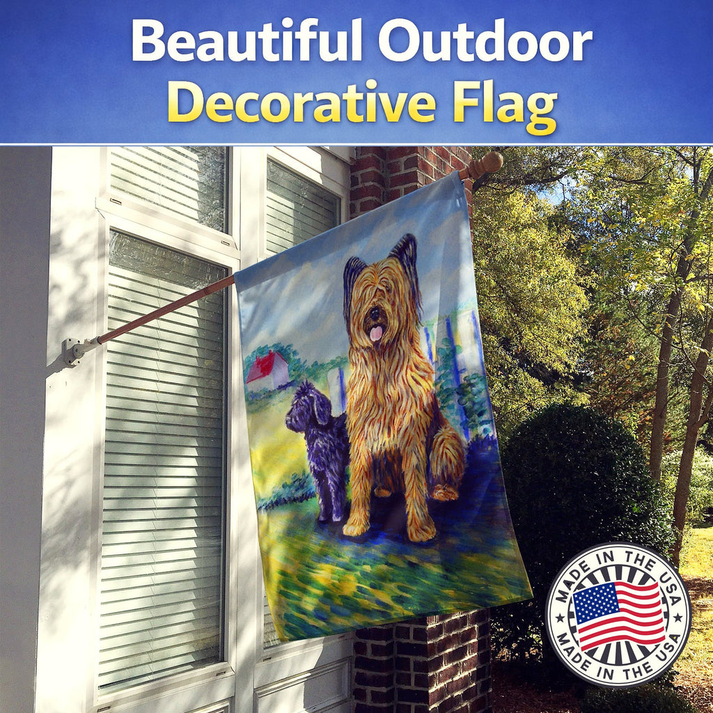 Briard House Flag 28x40 Porch Sleeve Pole Decorative Outside Yard Banner Artwork Wall Hanging, Polyester