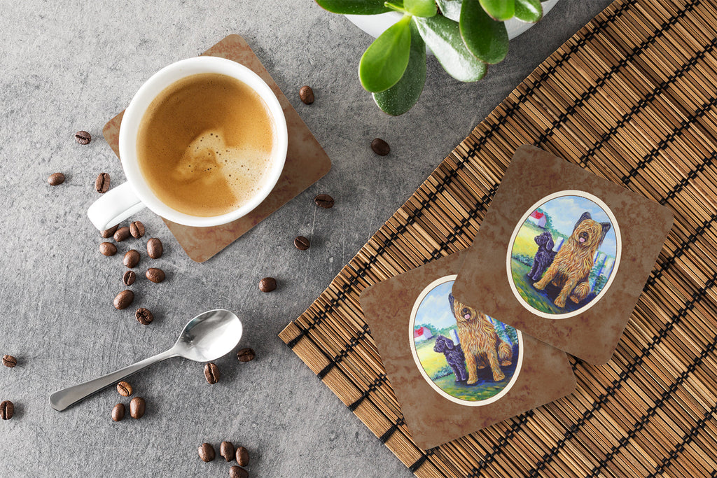 Briard Foam Coasters Set of 4 Cup Coasters for Indoor Outdoor, Tabletop Protection, Anti Slip, Mouse pad Material