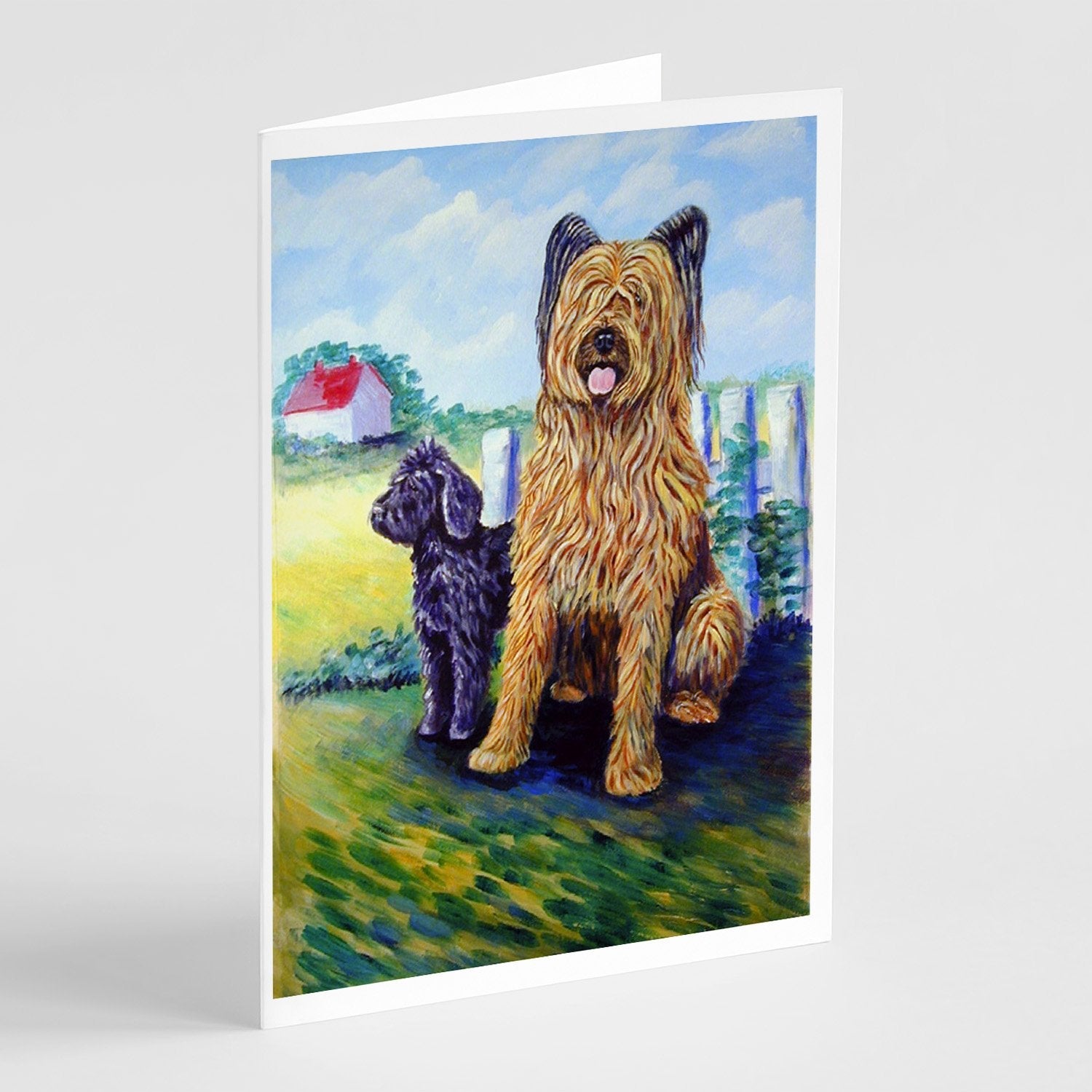 Briard Greeting Cards Pack of 8 Blank Cards with Envelopes Whimsical A7 Size 5x7