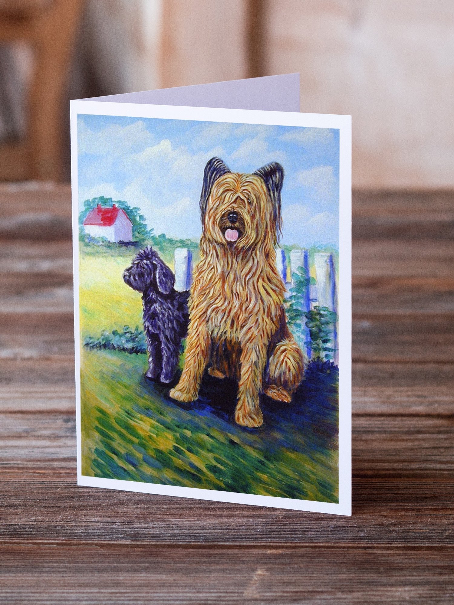 Briard Greeting Cards Pack of 8 Blank Cards with Envelopes Whimsical A7 Size 5x7