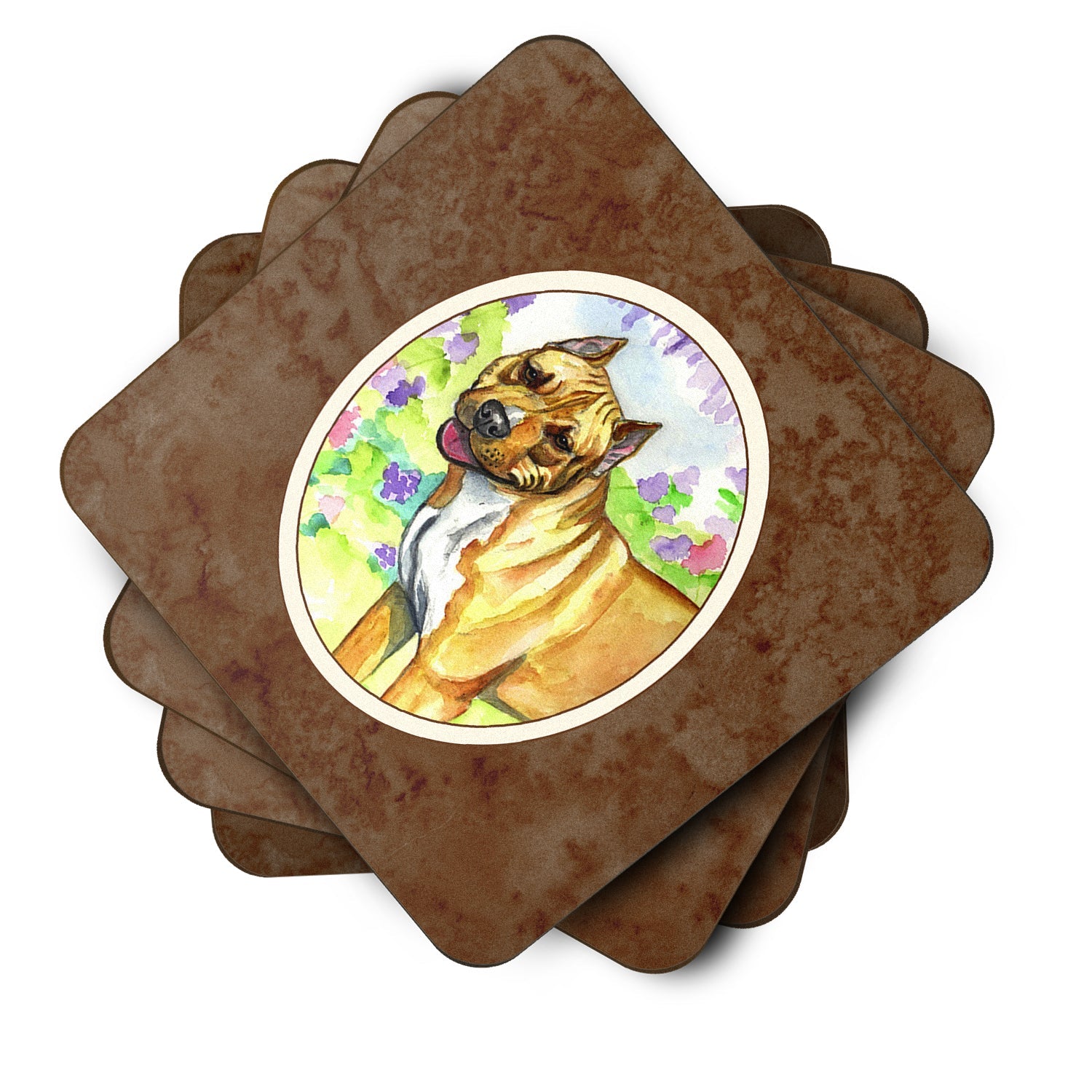 Pit Bull Foam Coasters Set of 4 Cup Coasters for Indoor Outdoor, Tabletop Protection, Anti Slip, Mouse pad Material