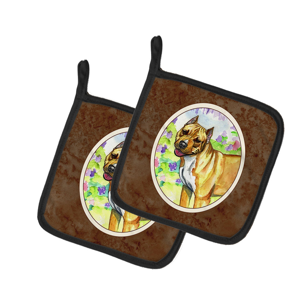 Pit Bull Pot Holder Set of 2 Heat Resistant Quilted Hot Pads 7.5 x 7.5 Inch, Insulated Kitchen Trivets for Cooking & Baking