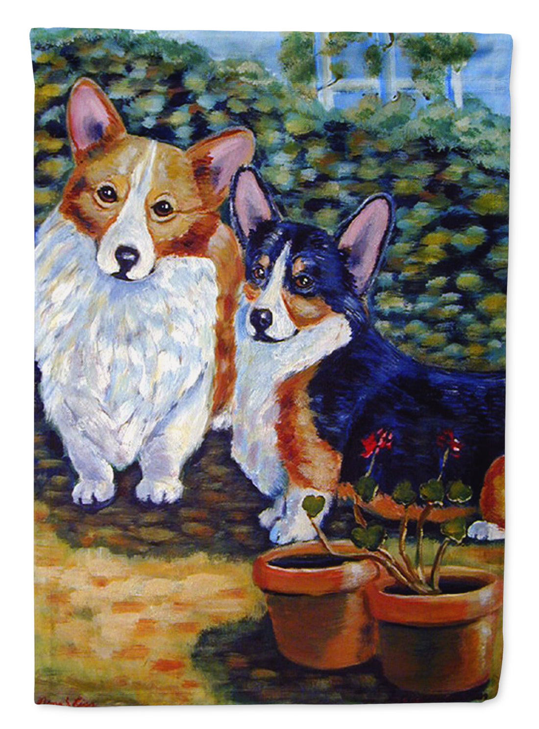 Cardigan and Pembroke Corgi House Flag 28x40 Porch Sleeve Pole Decorative Outside Yard Banner Artwork Wall Hanging, Polyester
