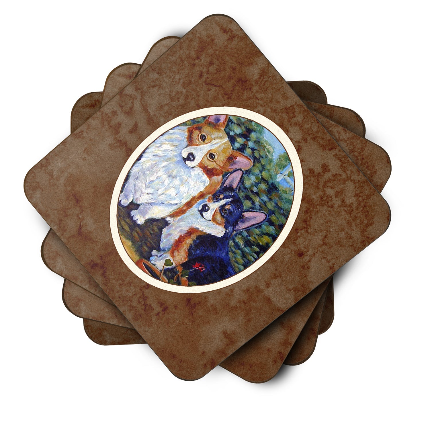 Cardigan and Pembroke Corgi Foam Coasters Set of 4 Cup Coasters for Indoor Outdoor, Tabletop Protection, Anti Slip, Mouse pad Material