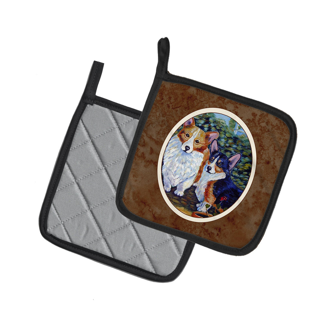 Cardigan and Pembroke Corgi Pot Holder Set of 2 Heat Resistant Quilted Hot Pads 7.5 x 7.5 Inch, Insulated Kitchen Trivets for Cooking & Baking