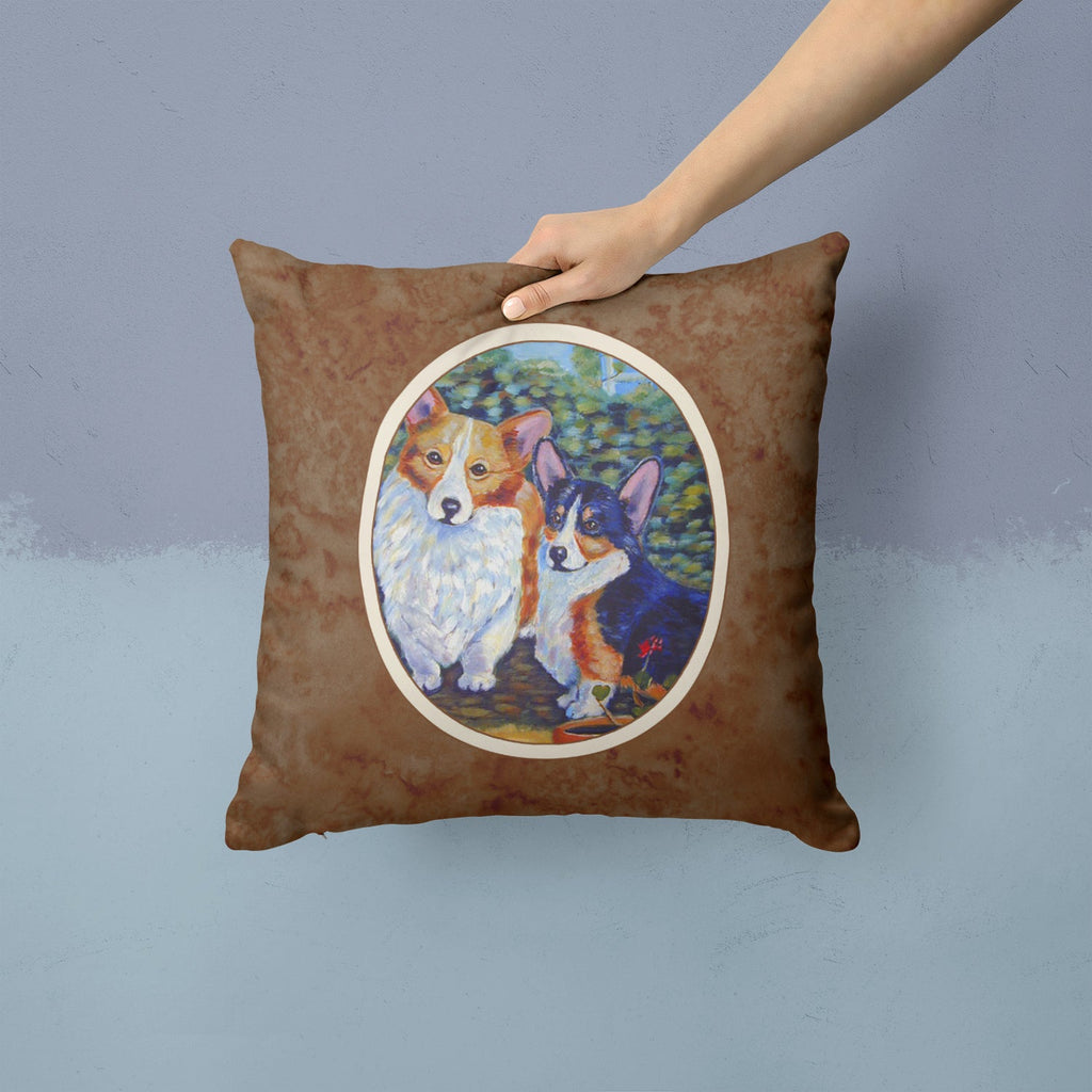 Cardigan and Pembroke Corgi Decorative Throw Pillow 14x14 Indoor Outdoor Accent Cushion, Fabric Cover with Insert for Sofa, Bed, Porch & Living Room