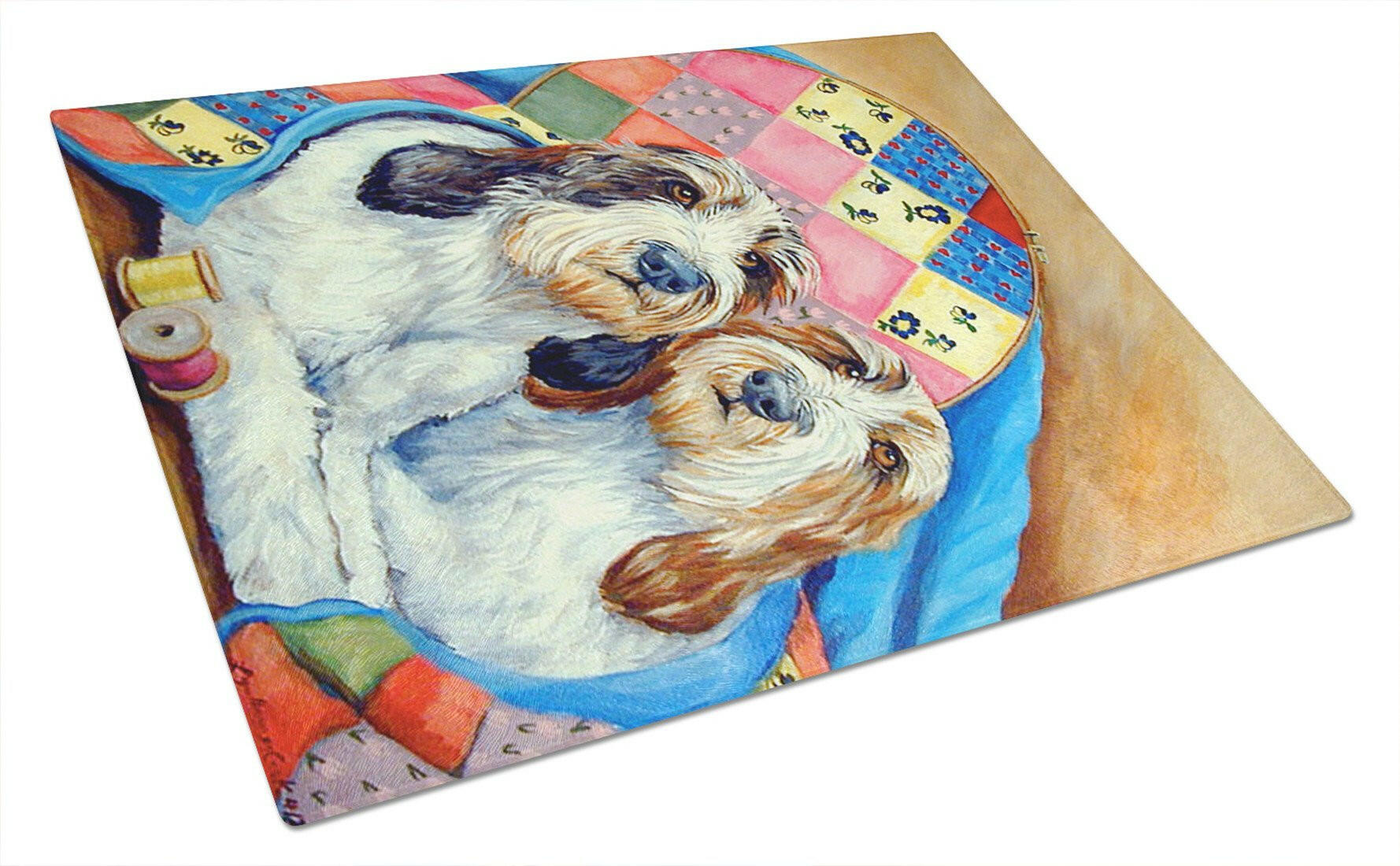 Petit Basset Griffon Vendeen Cutting Board Tempered Glass Kitchen Cutting Surface, Heat Resistant Chopping, Non-Slip Feet, Food Prep & Serving