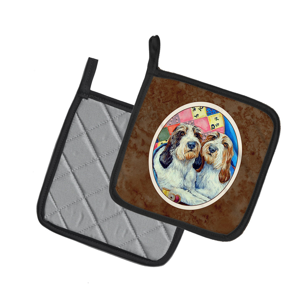 Petit Basset Griffon Vendeen Pot Holder Set of 2 Heat Resistant Quilted Hot Pads 7.5 x 7.5 Inch, Insulated Kitchen Trivets for Cooking & Baking