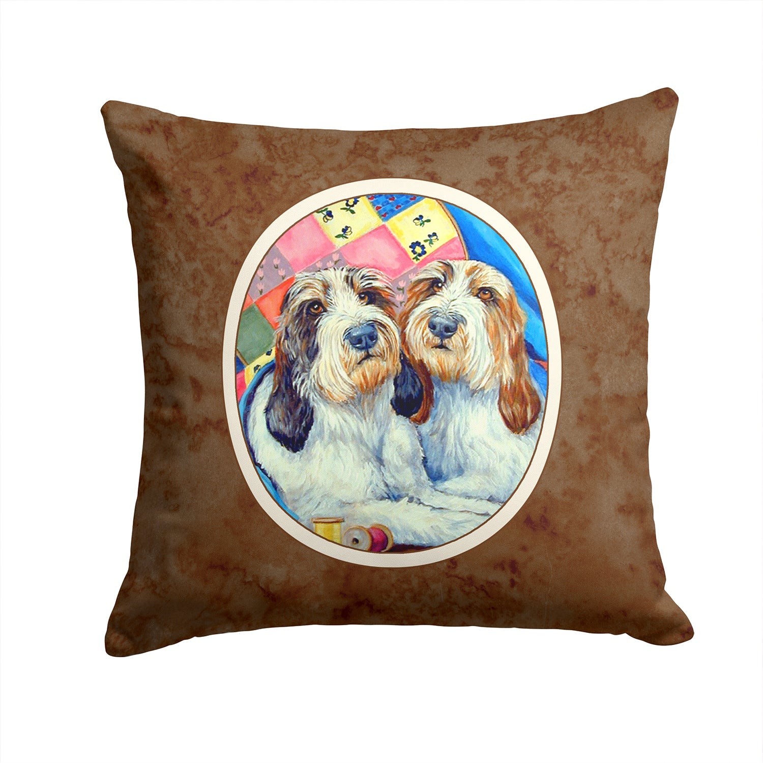 Petit Basset Griffon Vendeen Decorative Throw Pillow 14x14 Indoor Outdoor Accent Cushion, Fabric Cover with Insert for Sofa, Bed, Porch & Living Room