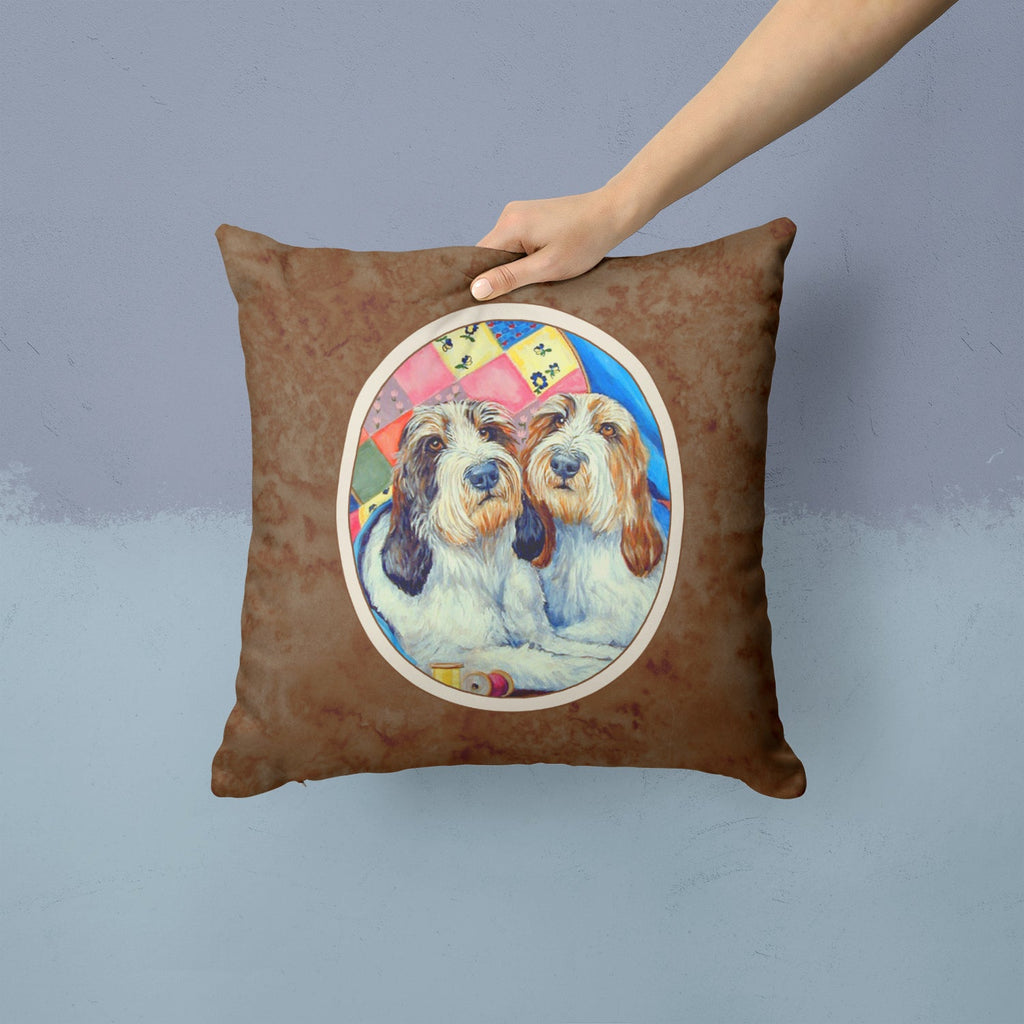 Petit Basset Griffon Vendeen Decorative Throw Pillow 14x14 Indoor Outdoor Accent Cushion, Fabric Cover with Insert for Sofa, Bed, Porch & Living Room