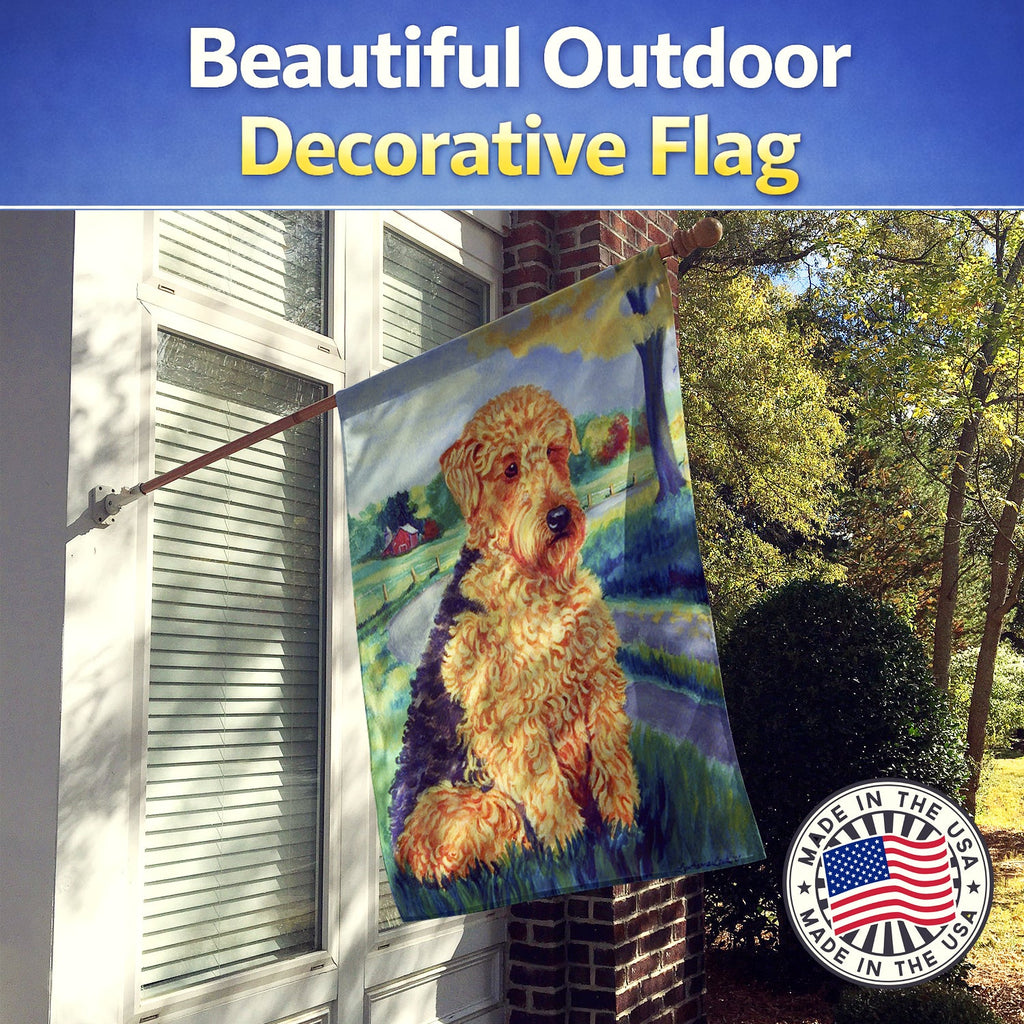 Airedale Terrier House Flag 28x40 Porch Sleeve Pole Decorative Outside Yard Banner Artwork Wall Hanging, Polyester