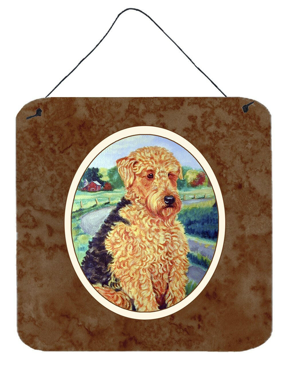 Airedale Terrier Wall or Door Hanging Prints Aluminum Metal Sign Kitchen Wall Bar Bathroom Plaque Home Decor, 6x6, Multicolor