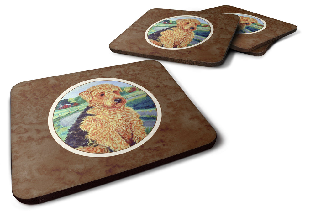 Airedale Terrier Foam Coasters Set of 4 Cup Coasters for Indoor Outdoor, Tabletop Protection, Anti Slip, Mouse pad Material