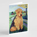 Airedale Terrier Greeting Cards Pack of 8 Blank Cards with Envelopes Whimsical A7 Size 5x7