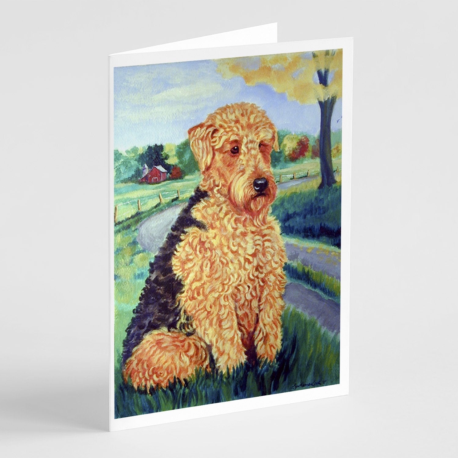 Airedale Terrier Greeting Cards Pack of 8 Blank Cards with Envelopes Whimsical A7 Size 5x7