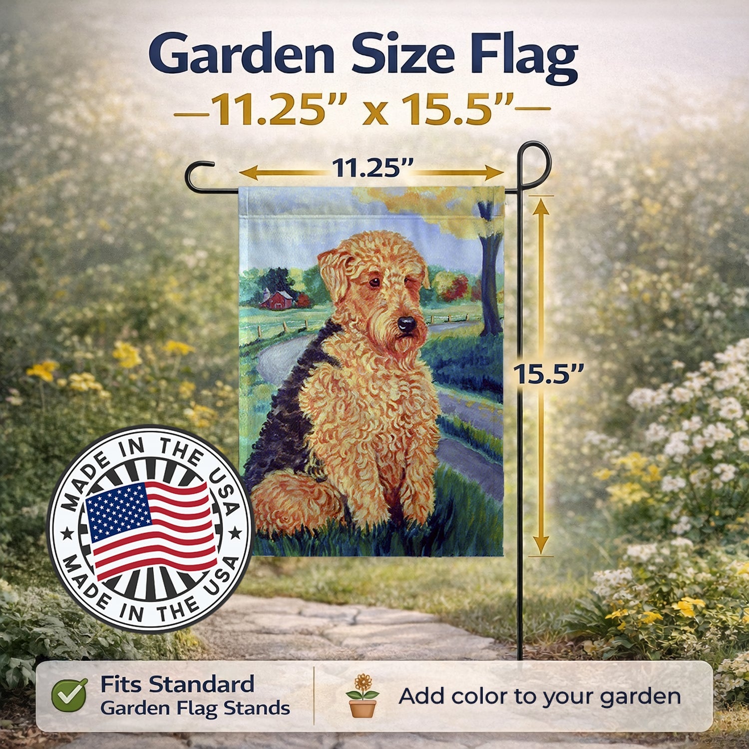 Airedale Terrier Garden Flag Mailbox Decorative Yard Banner Outside Patio Artwork for Flower Beds, Garden Size, Multicolor