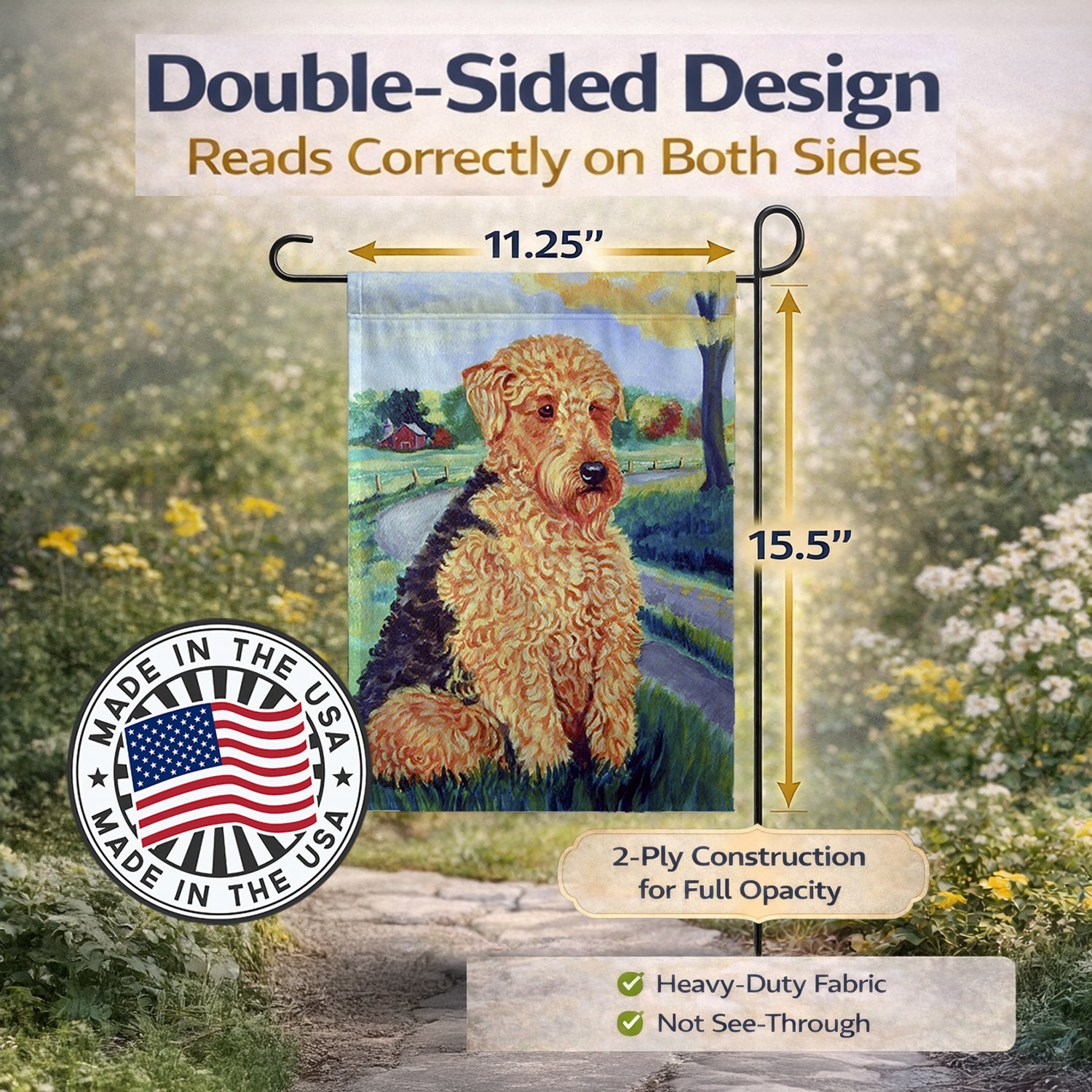 Airedale Terrier Garden Flag Mailbox Decorative Yard Banner Outside Patio Artwork for Flower Beds, Garden Size, Multicolor