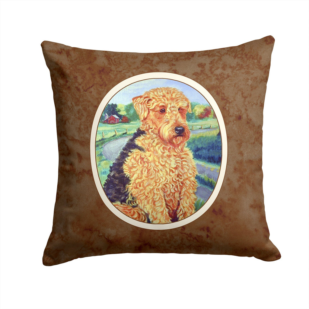 Airedale Terrier Decorative Throw Pillow 14x14 Indoor Outdoor Accent Cushion, Fabric Cover with Insert for Sofa, Bed, Porch & Living Room