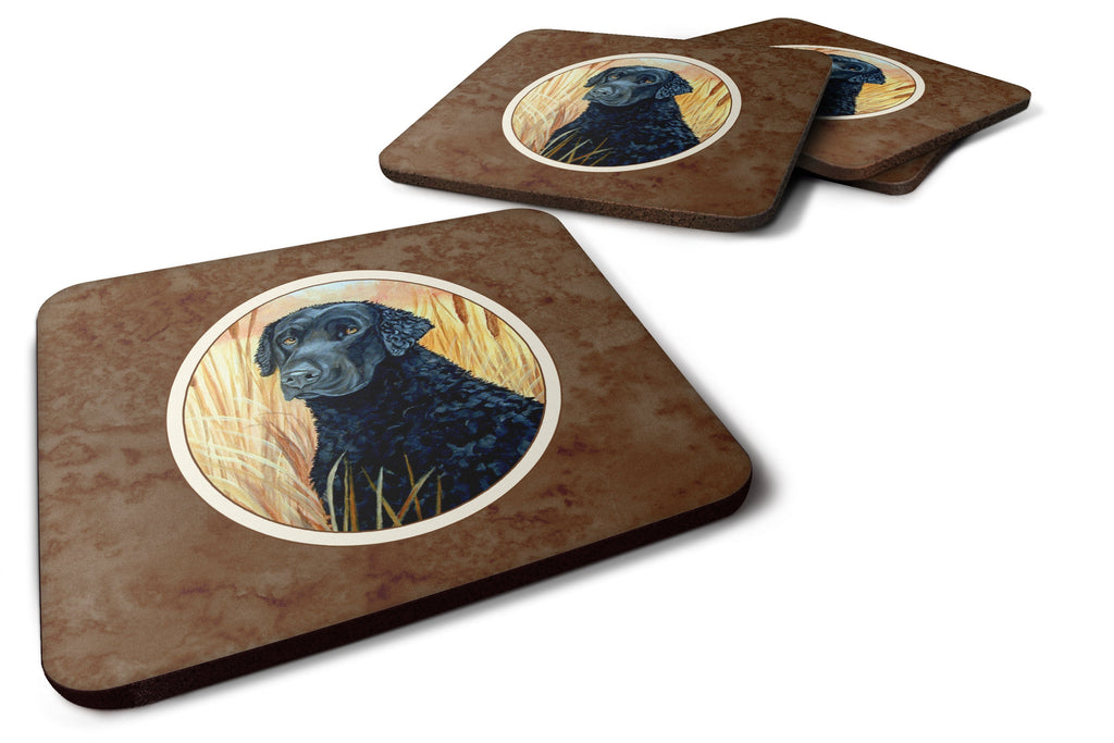 Curly Coated Retriever Foam Coasters Set of 4 Cup Coasters for Indoor Outdoor, Tabletop Protection, Anti Slip, Mouse pad Material