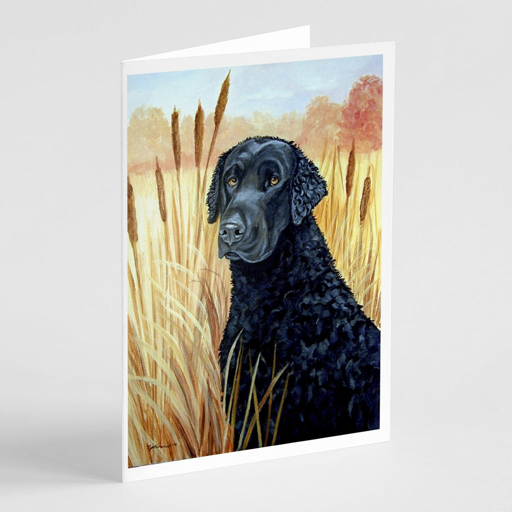 Curly Coated Retriever Greeting Cards Pack of 8 Blank Cards with Envelopes Whimsical A7 Size 5x7