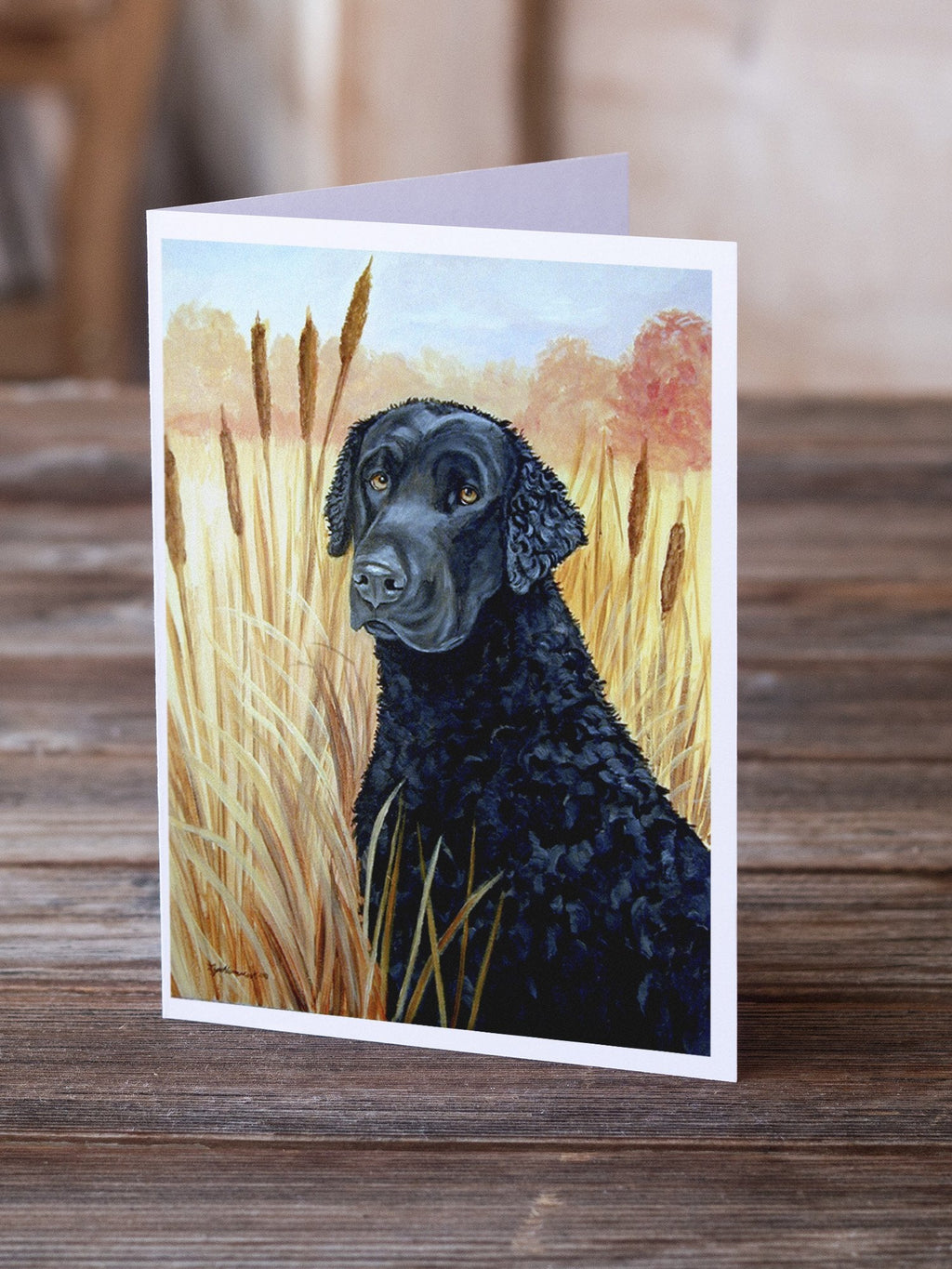Curly Coated Retriever Greeting Cards Pack of 8 Blank Cards with Envelopes Whimsical A7 Size 5x7