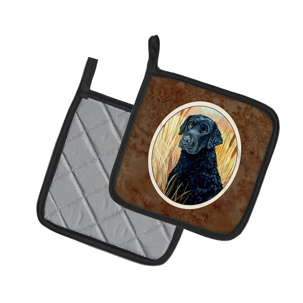 Curly Coated Retriever Pot Holder Set of 2 Heat Resistant Quilted Hot Pads 7.5 x 7.5 Inch, Insulated Kitchen Trivets for Cooking & Baking