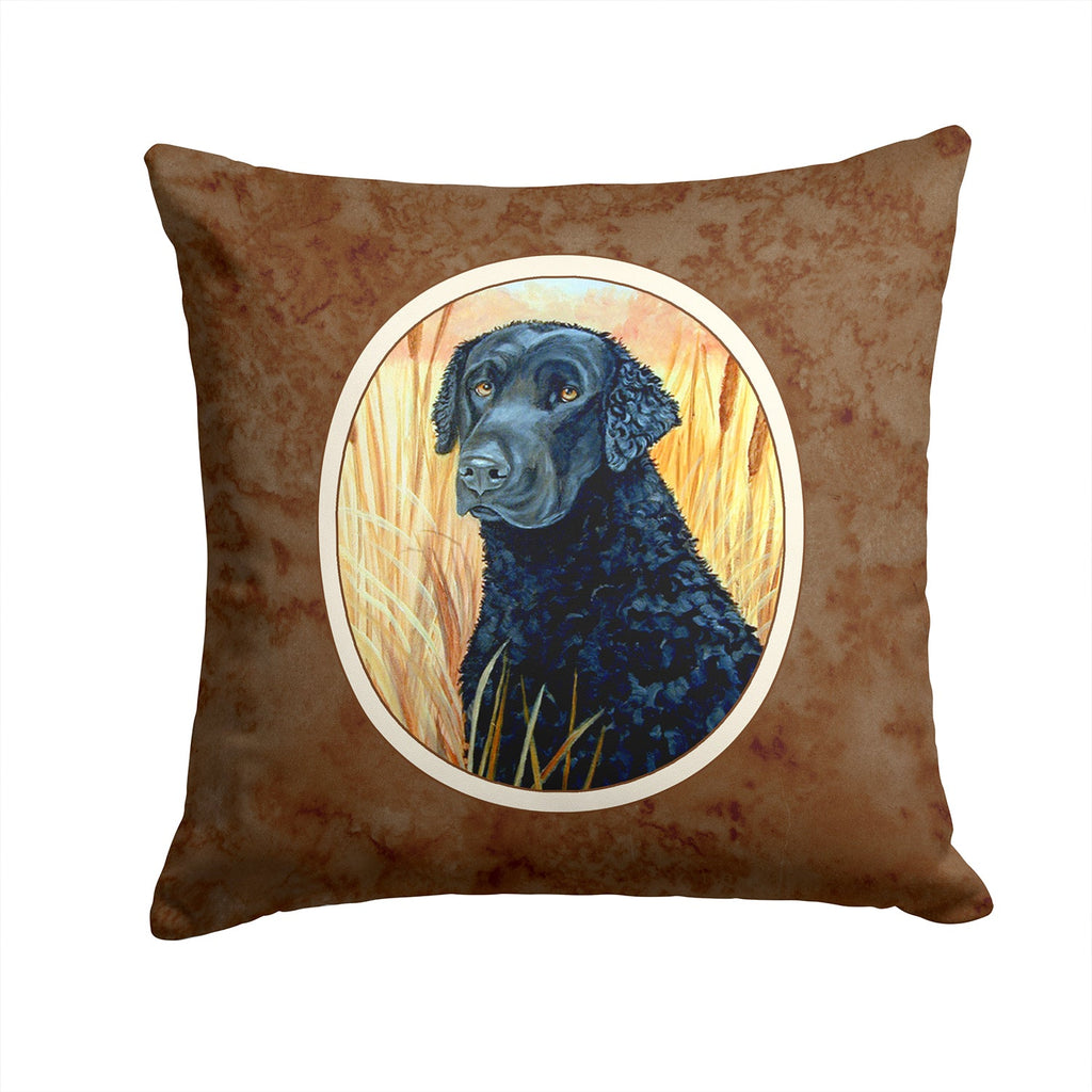 Curly Coated Retriever Decorative Throw Pillow 14x14 Indoor Outdoor Accent Cushion, Fabric Cover with Insert for Sofa, Bed, Porch & Living Room