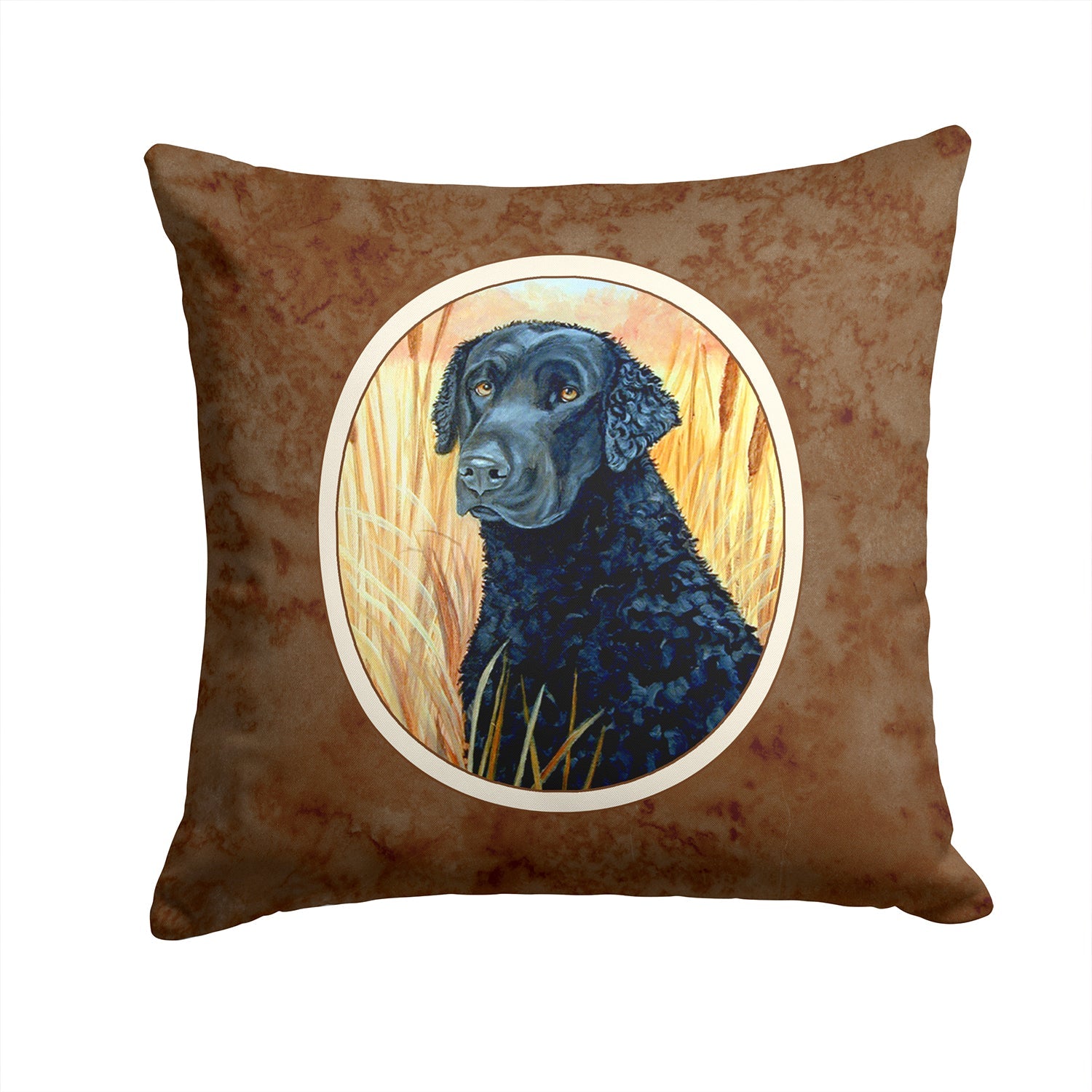 Curly Coated Retriever Decorative Throw Pillow 14x14 Indoor Outdoor Accent Cushion, Fabric Cover with Insert for Sofa, Bed, Porch & Living Room