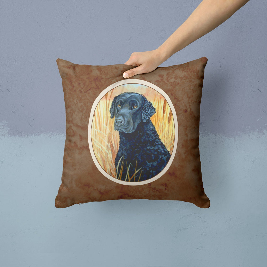 Curly Coated Retriever Decorative Throw Pillow 14x14 Indoor Outdoor Accent Cushion, Fabric Cover with Insert for Sofa, Bed, Porch & Living Room