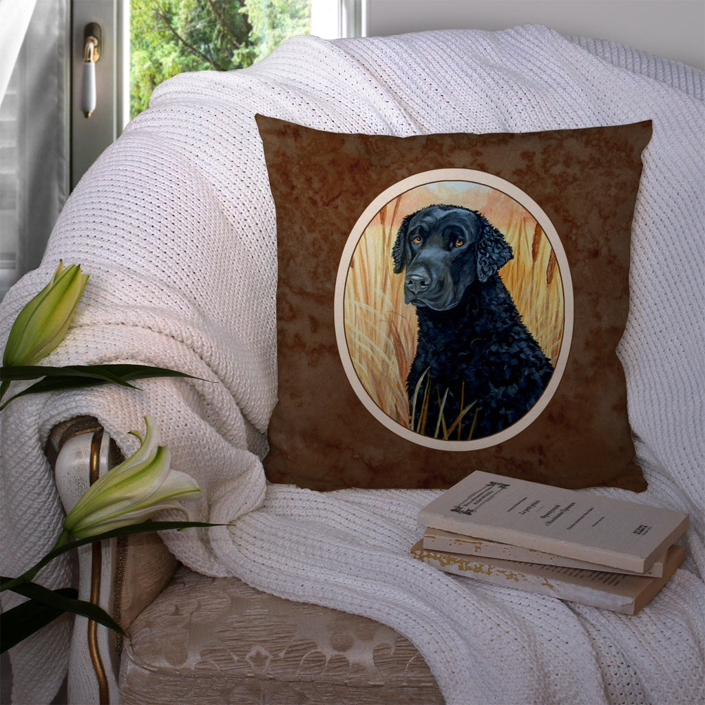 Curly Coated Retriever Decorative Throw Pillow 14x14 Indoor Outdoor Accent Cushion, Fabric Cover with Insert for Sofa, Bed, Porch & Living Room