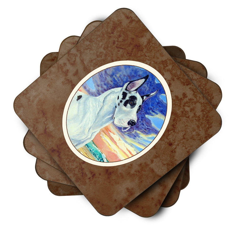Harelquin Great Dane Foam Coasters Set of 4 Cup Coasters for Indoor Outdoor, Tabletop Protection, Anti Slip, Mouse pad Material