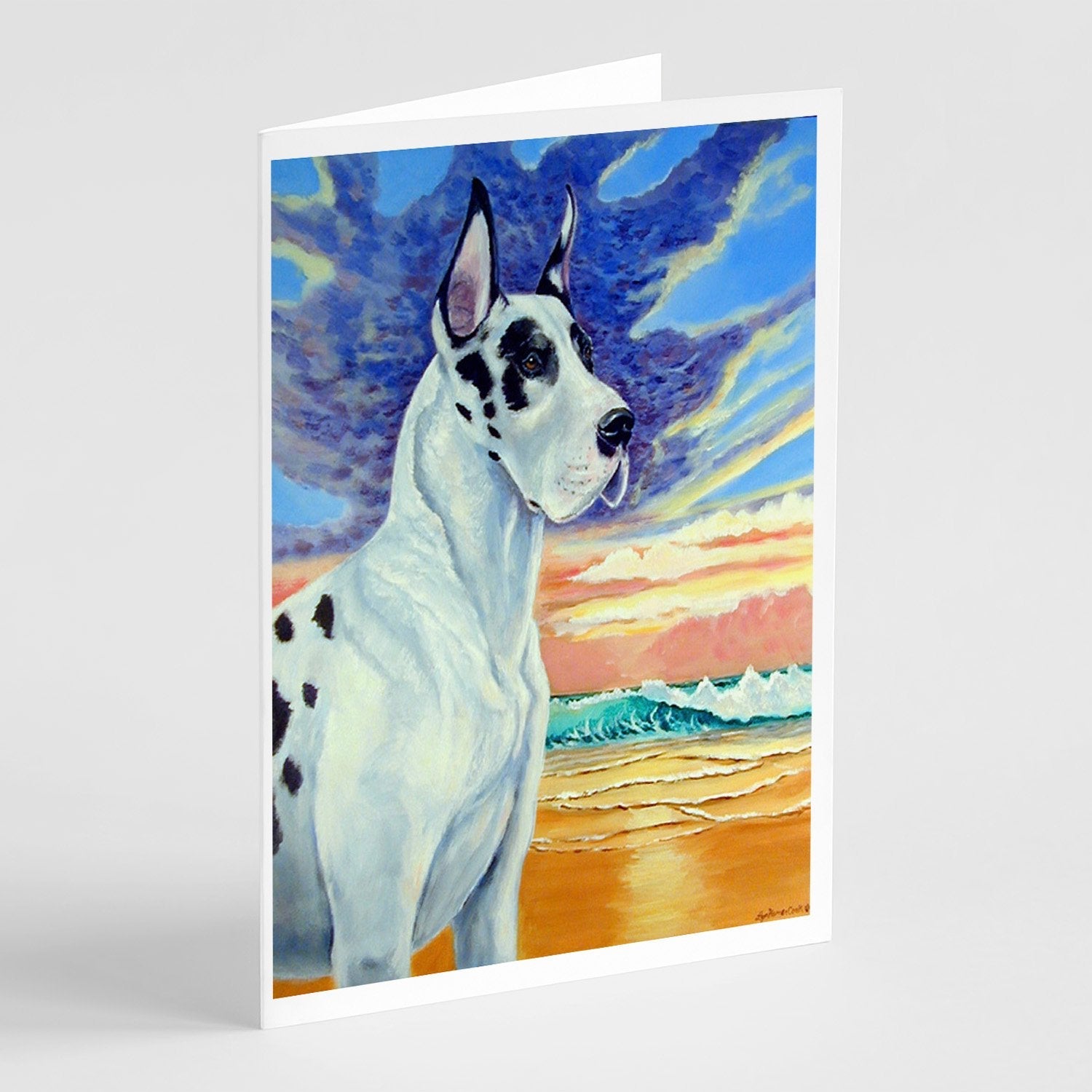 Harelquin Great Dane Greeting Cards Pack of 8 Blank Cards with Envelopes Whimsical A7 Size 5x7