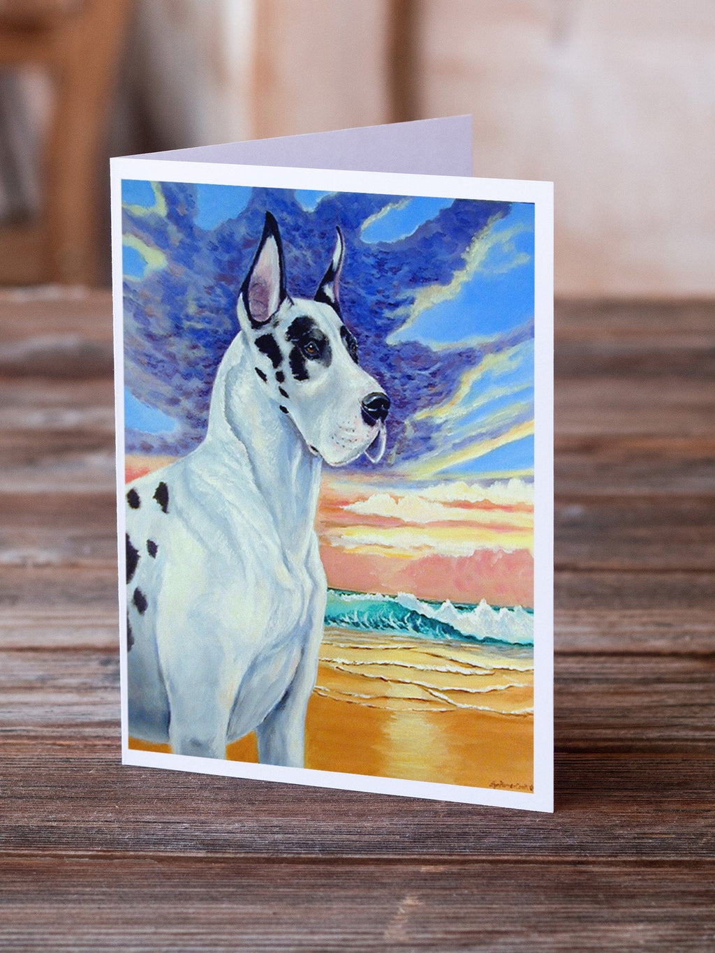 Harelquin Great Dane Greeting Cards Pack of 8 Blank Cards with Envelopes Whimsical A7 Size 5x7
