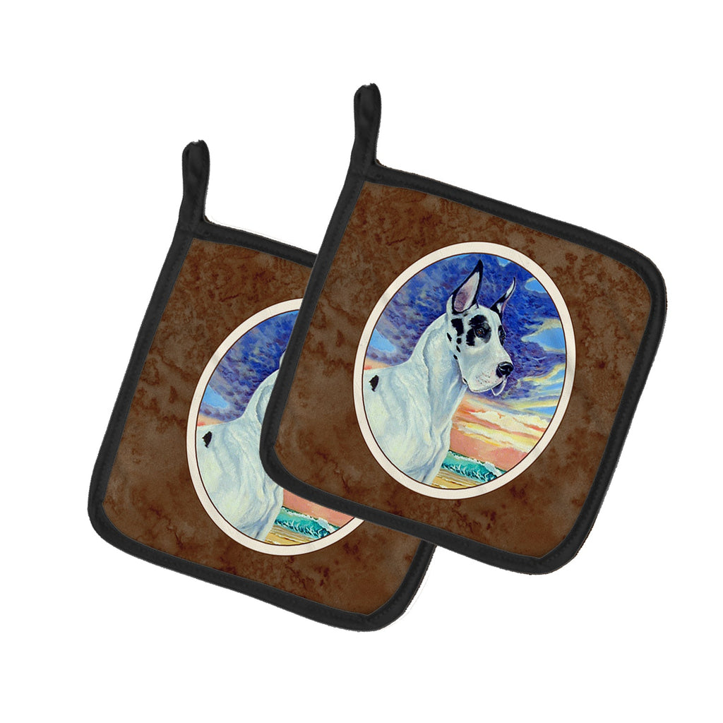 Harelquin Great Dane Pot Holder Set of 2 Heat Resistant Quilted Hot Pads 7.5 x 7.5 Inch, Insulated Kitchen Trivets for Cooking & Baking