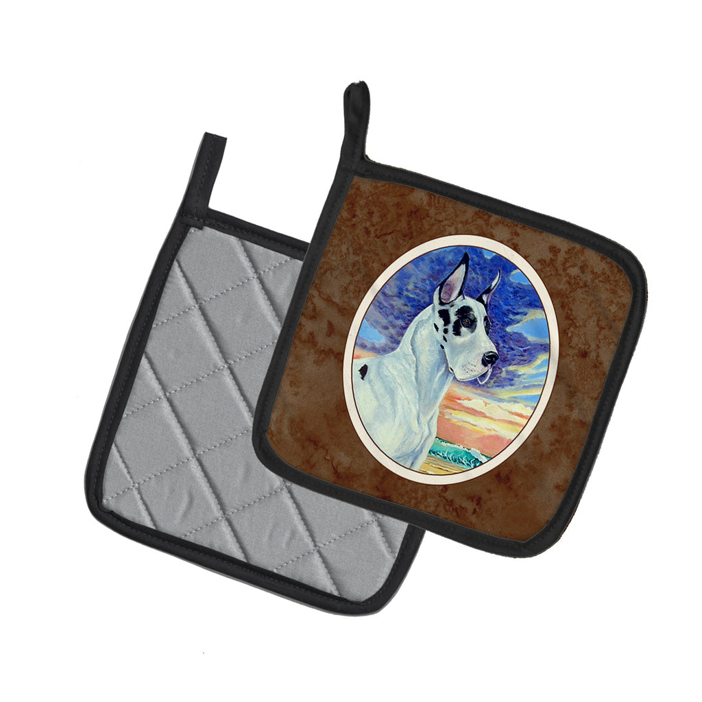 Harelquin Great Dane Pot Holder Set of 2 Heat Resistant Quilted Hot Pads 7.5 x 7.5 Inch, Insulated Kitchen Trivets for Cooking & Baking
