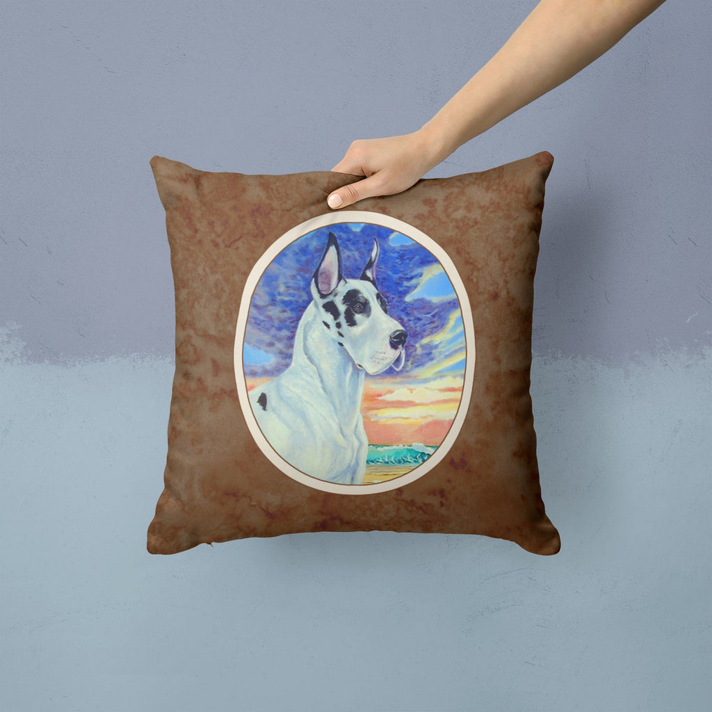Harelquin Great Dane Decorative Throw Pillow 14x14 Indoor Outdoor Accent Cushion, Fabric Cover with Insert for Sofa, Bed, Porch & Living Room