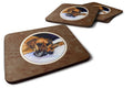 Natural Eared Fawn Great Dane Momma and Puppy Foam Coasters Set of 4 Cup Coasters for Indoor Outdoor, Tabletop Protection, Anti Slip, Mouse pad Material