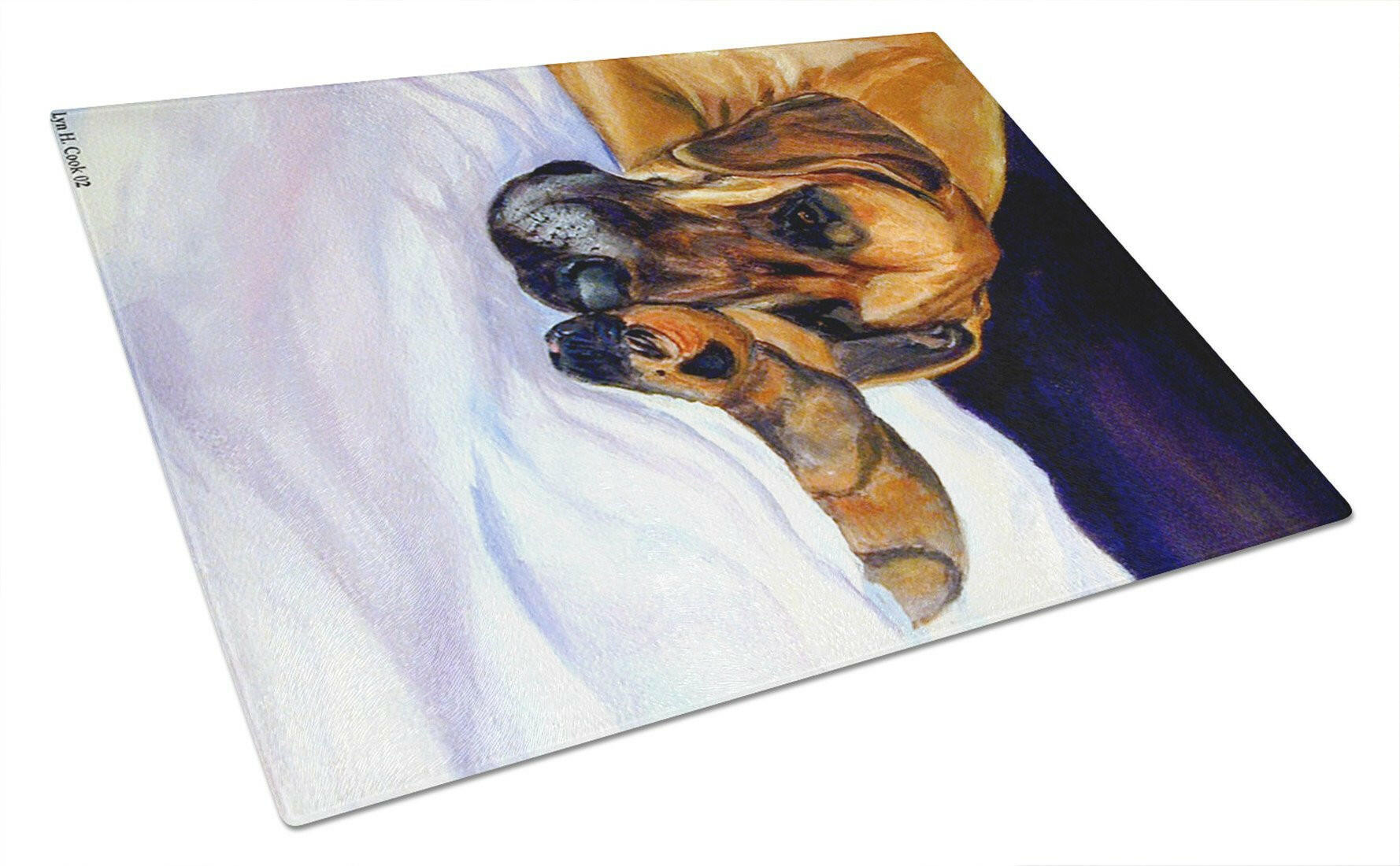 Natural Eared Fawn Great Dane Momma and Puppy Cutting Board Tempered Glass Kitchen Cutting Surface, Heat Resistant Chopping, Non-Slip Feet, Food Prep & Serving